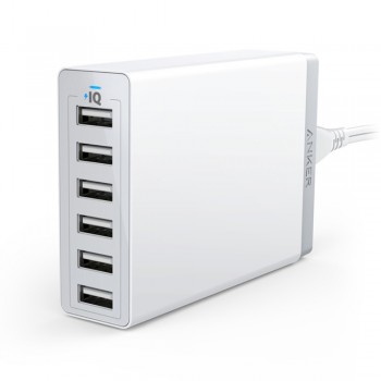 Anker A2123 PowerPort 60W 6-Port USB Desktop Charger - White
