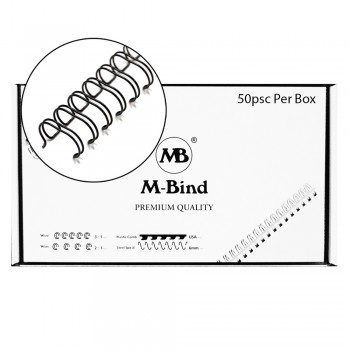 M-Bind Double Wire Bind 2:1 A4 - 3/4"(19mm) X 23 Loops, 50pcs/box, Black
