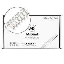 M-Bind Double Wire Bind 2:1 A4 - 1"(25.4mm) X 23 Loops, 50pcs/box, White